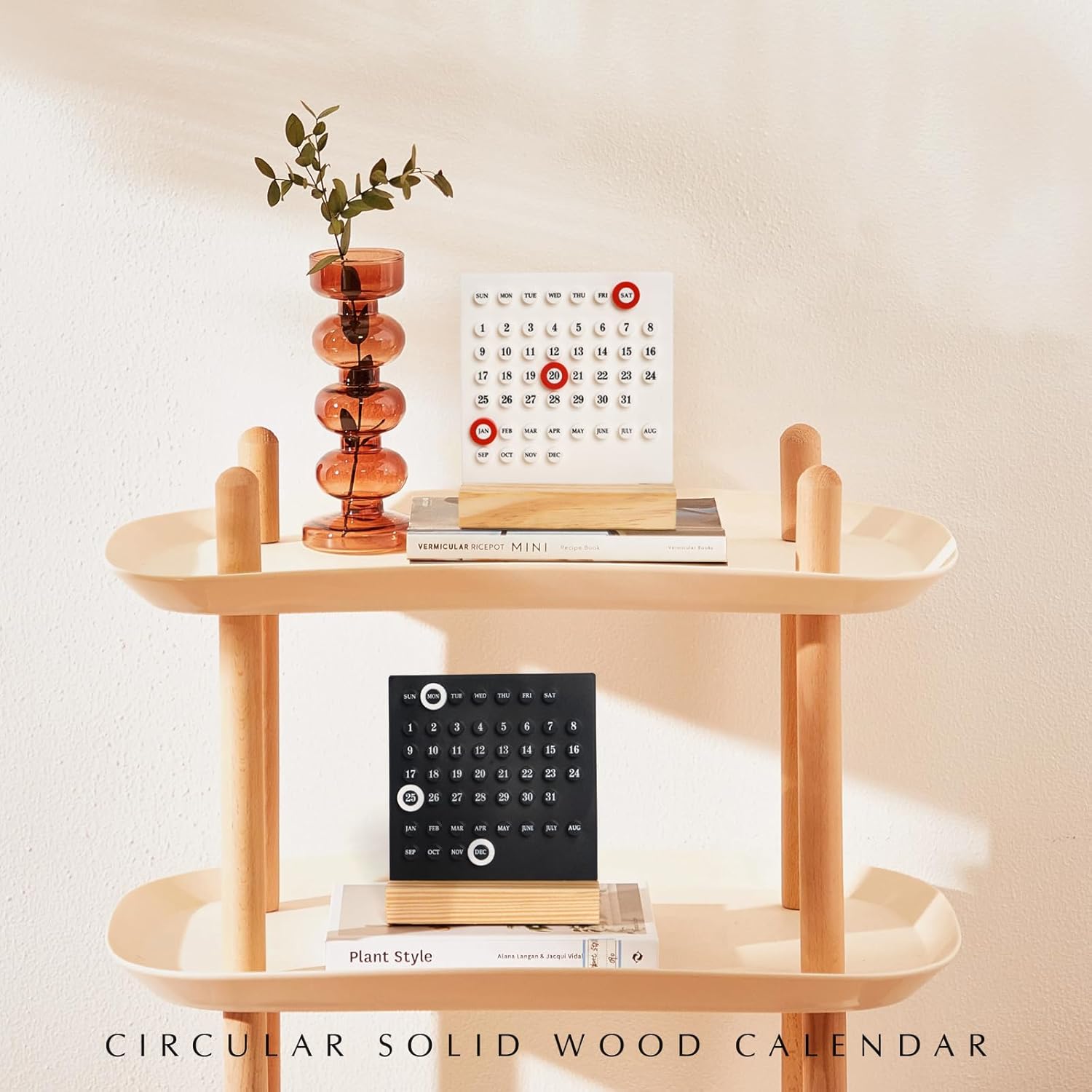 Calendario perpetuo, 2 unidades, soporte de calendario de madera, calendario acrílico, decoración de escritorio para sala de estar, oficina, tienda,