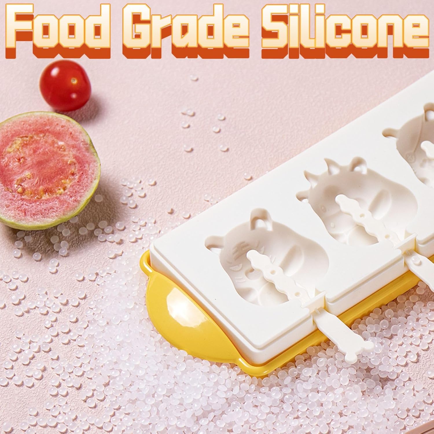 Moldes para paletas de hielo, moldes de silicona con 3 cavidades, molde para helados, animales y frutas, pastel de frutas, molde para hacer paletas