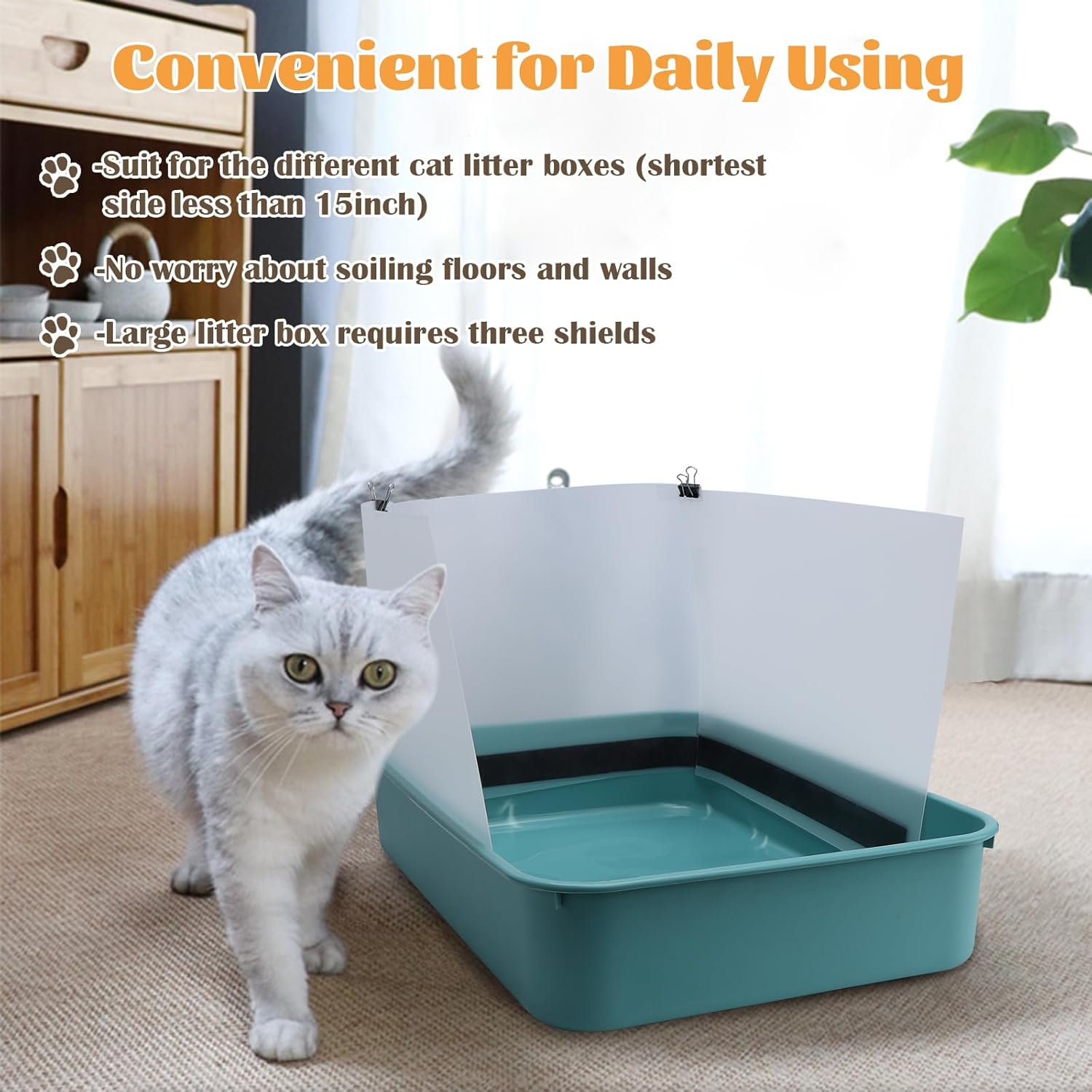 6 protectores de orina para gatos, caja de arena para gatos, protección contra salpicaduras de orina, fácil de limpiar, protectores de privacidad
