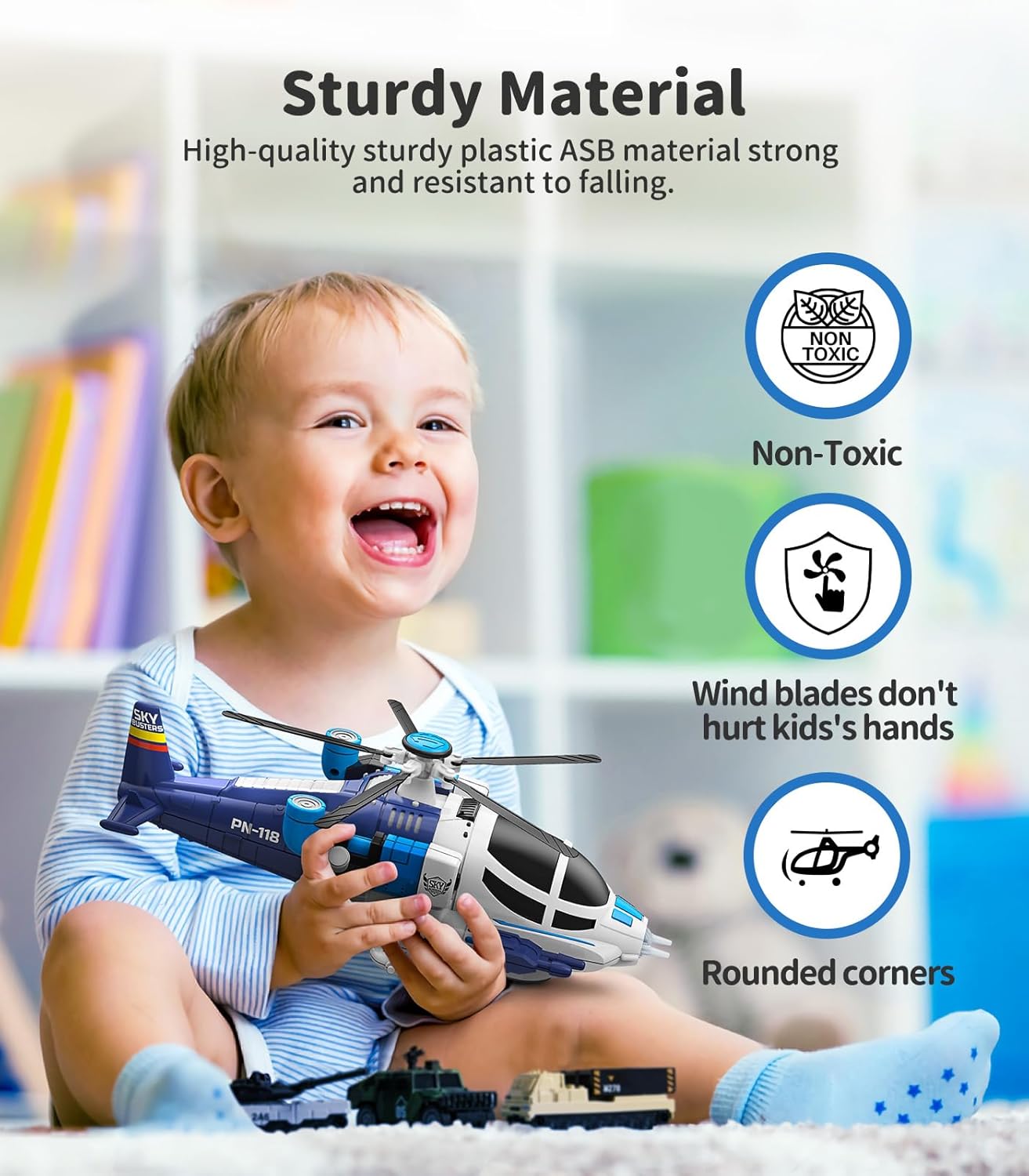 Geyiie Juguetes de helicóptero para niños, avión de juego con luces y sonidos, libertad de 360 y avión de dirección automática, juguetes de