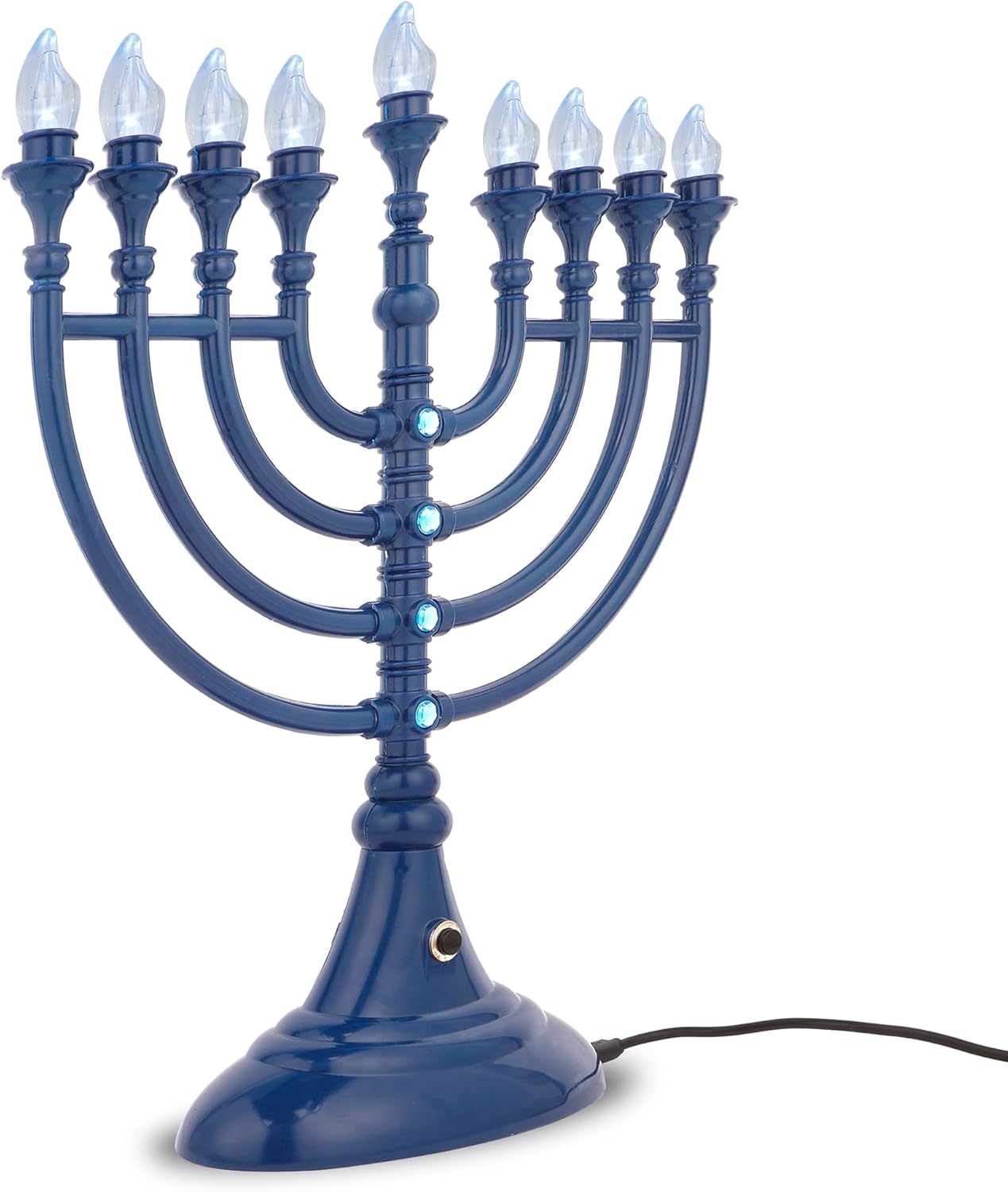 Menorá LED tradicional de Hanukkah alimentado por batería o USB Janucía eléctrica Menorah Cable micro USB de 4 pies incluido – Velas electrónicas de