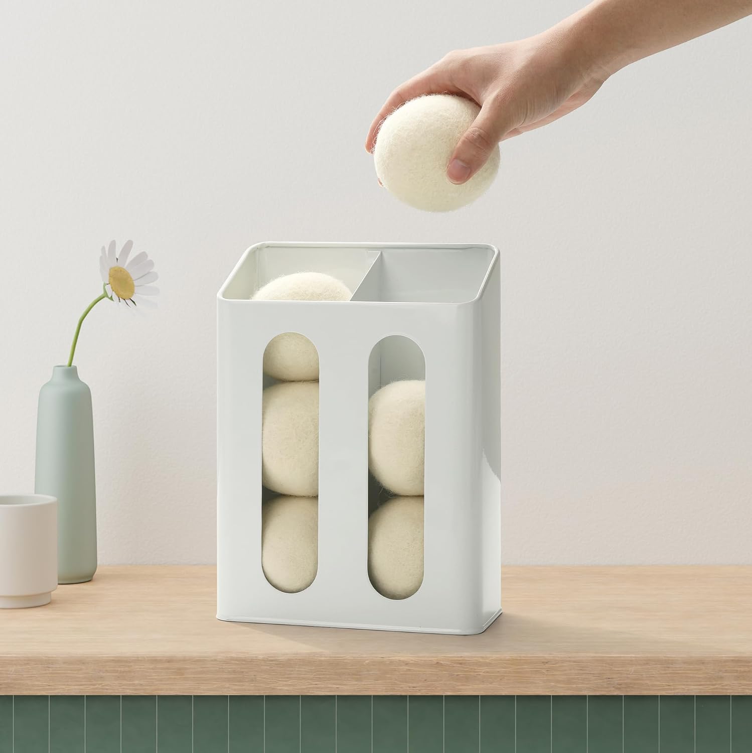 SSTATES – Soporte magnético de bolas para secadora para organización y almacenamiento de lavandería, moderno cubo de pelusa para decoración de