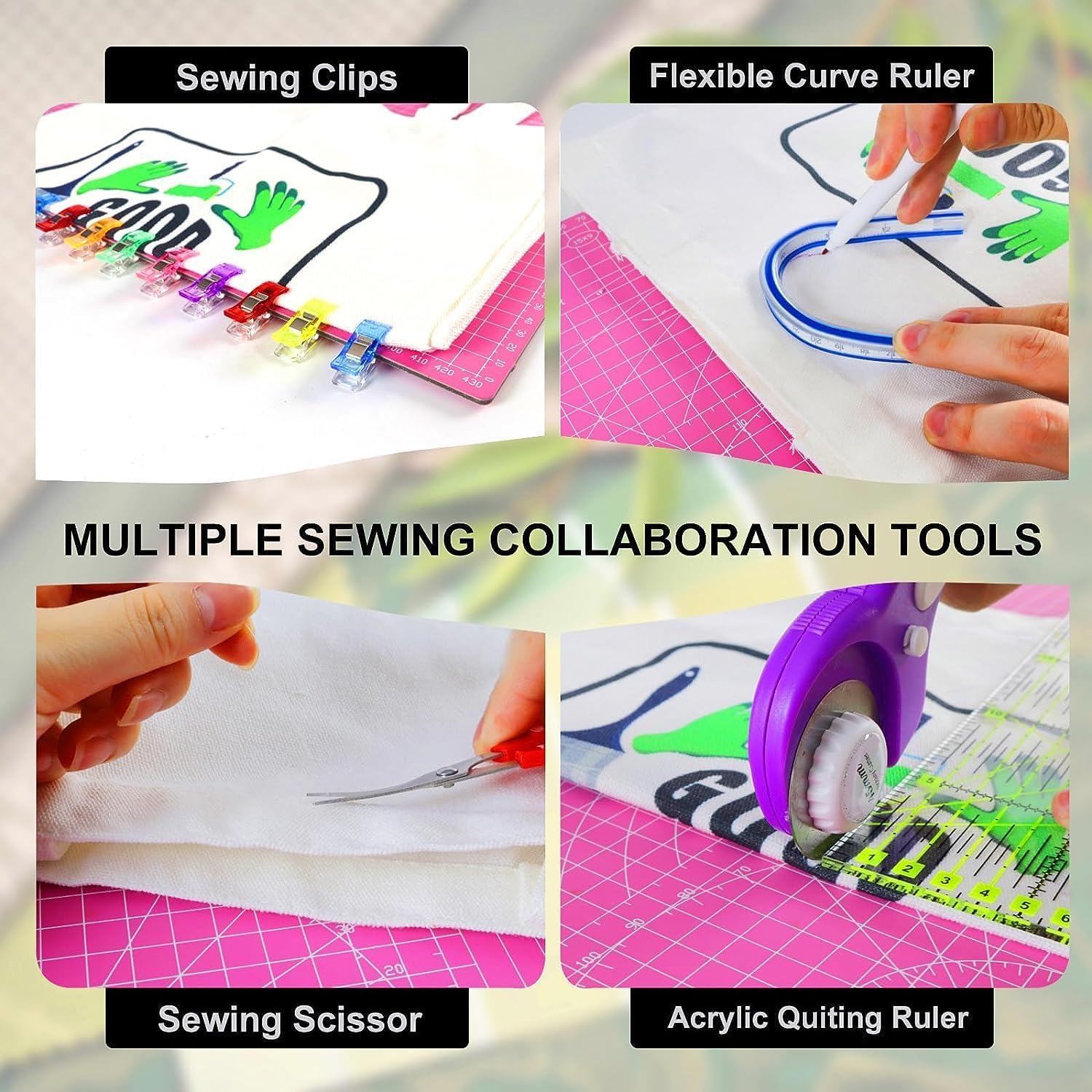 Rotary Cutter Set, 38PCS 45mm Rotary Fabric Cutter Wheel Set, Fabric Cutter Wheel, Quilting Rotary Cutters Rolling Fabric Cutter Wheel and A3 Mat,