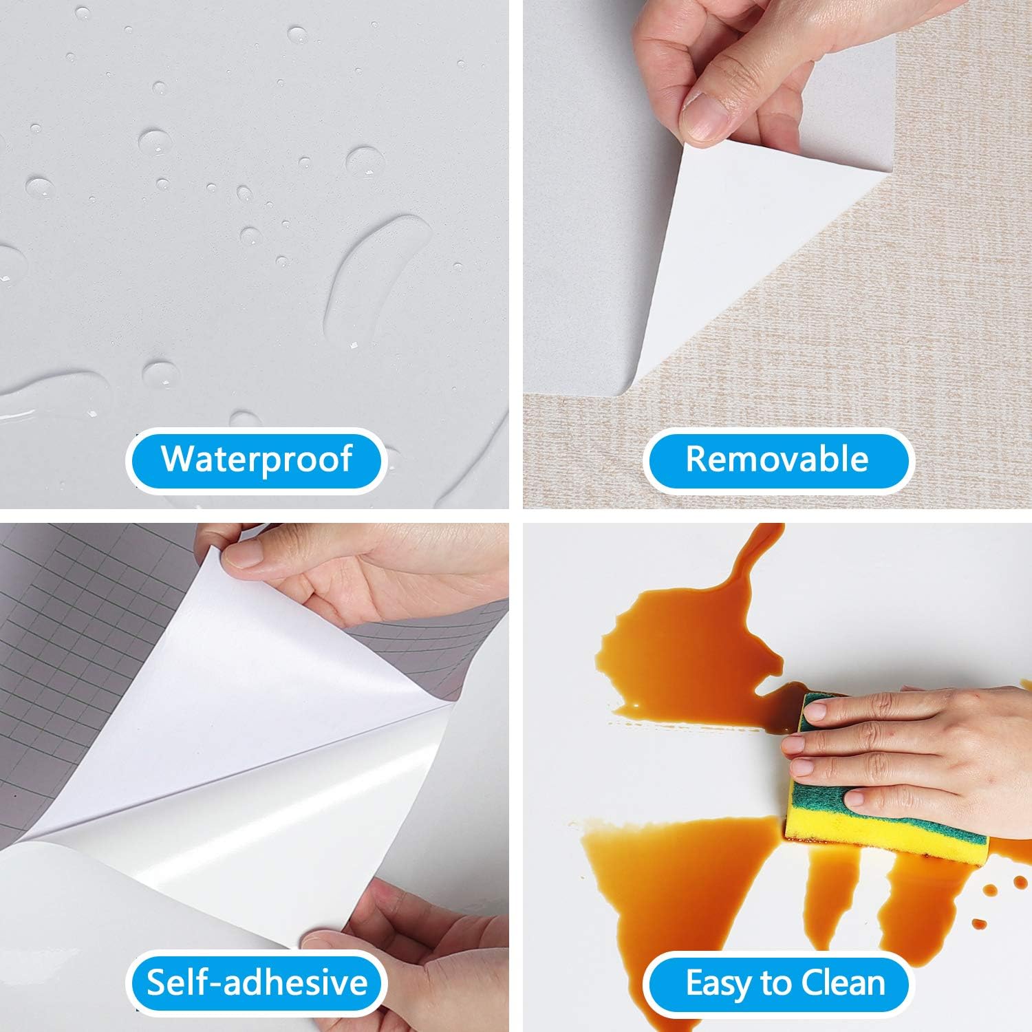 VEELIKE Papel adhesivo blanco brillante de 15.7 x 236 pulgadas para armarios, encimeras, película autoadhesiva, papel tapiz decorativo con purpurina