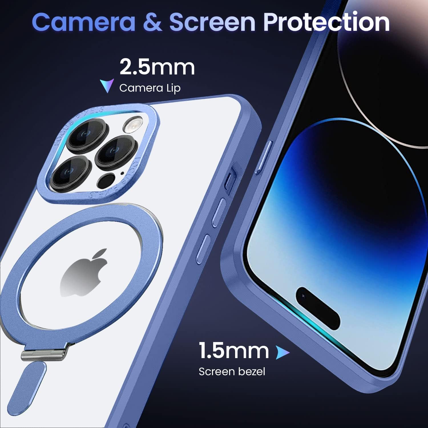 QLTYPRI Funda magnética para iPhone 13 Pro Max compatible con MagSafe con soporte invisible, delgada, translúcida mate, a prueba de golpes, funda
