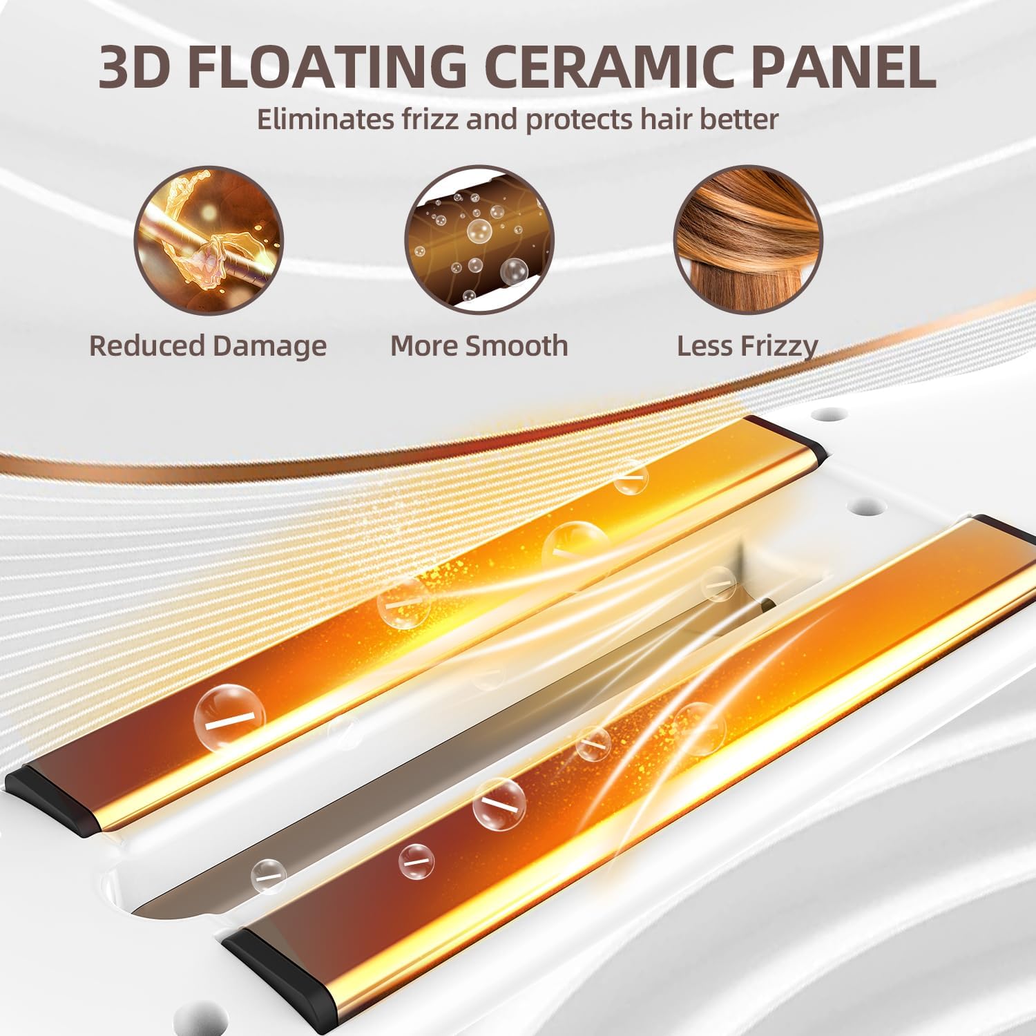 WIZCHARK Plancha de pelo profesional de 2 pulgadas de ancho  Plancha de cerámica flotante 3D para resultados suaves y sedosos  Terapia de luz