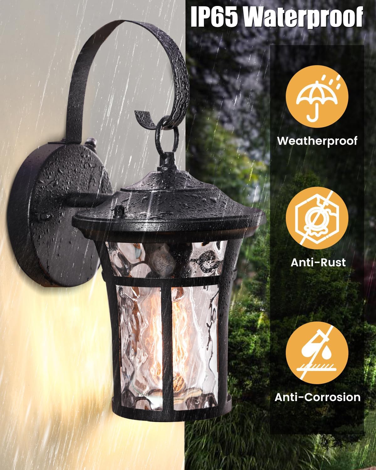 WSCXSC Lámpara de pared al aire libre del anochecer al amanecer, iluminación al aire libre para porche, impermeable, antioxidante, luces de exterior