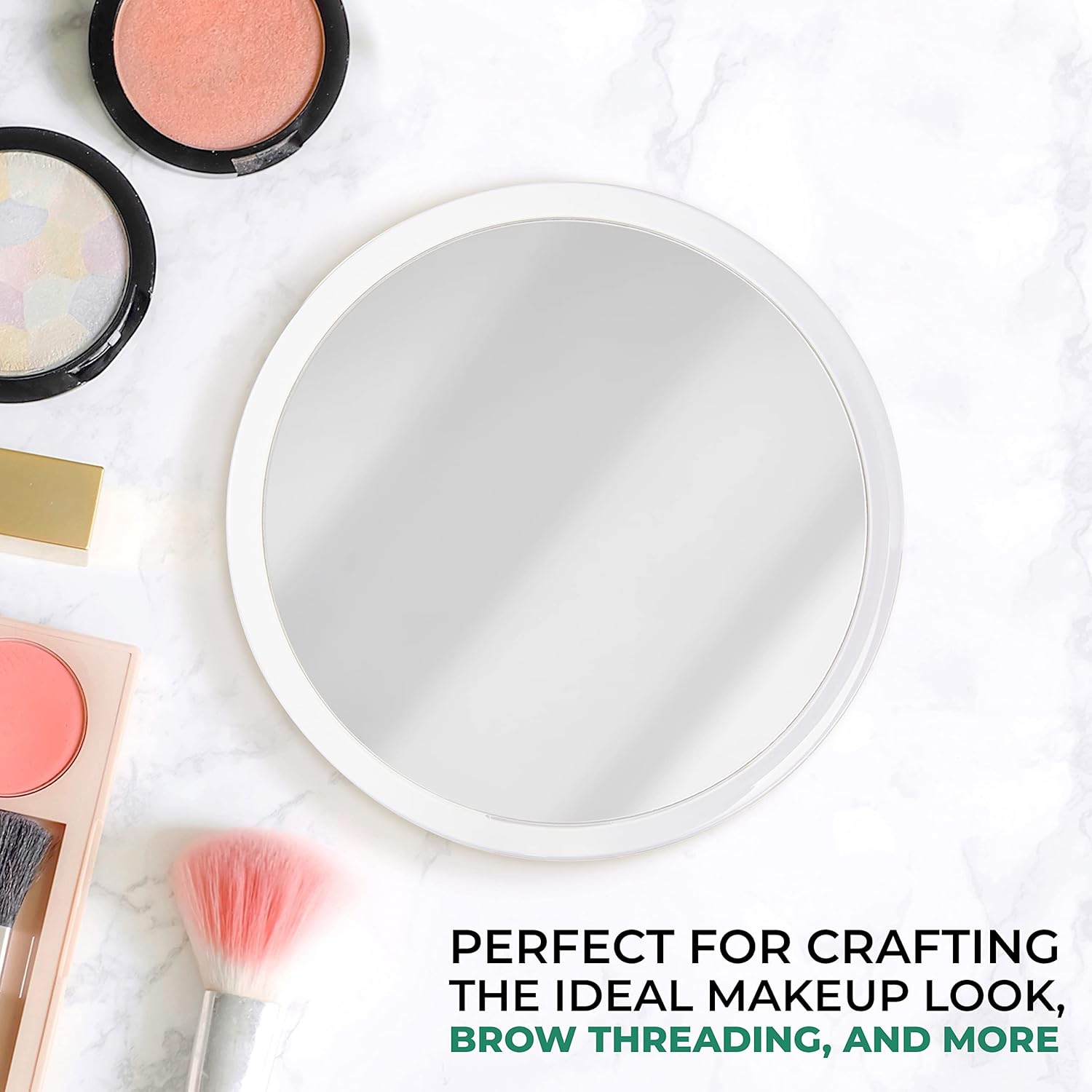 Jumbl Espejo de aumento 10X de 6 pulgadas, espejo de maquillaje compacto con ventosa con aumento de 10X para baño, ducha, belleza y cuidado de la
