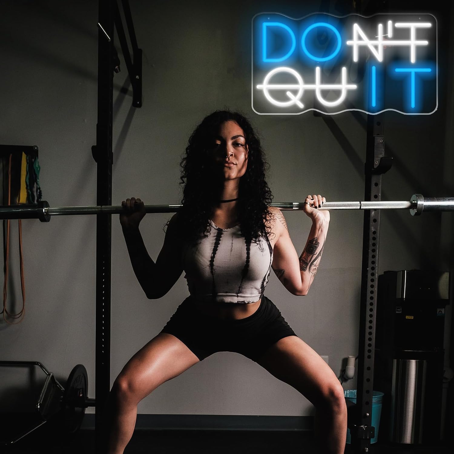 Letreros LED de neón, letrero de neón con texto en inglés “Don’t Quit”, para oficina, sala de yoga, gimnasio, sala de jugadores, regalo de