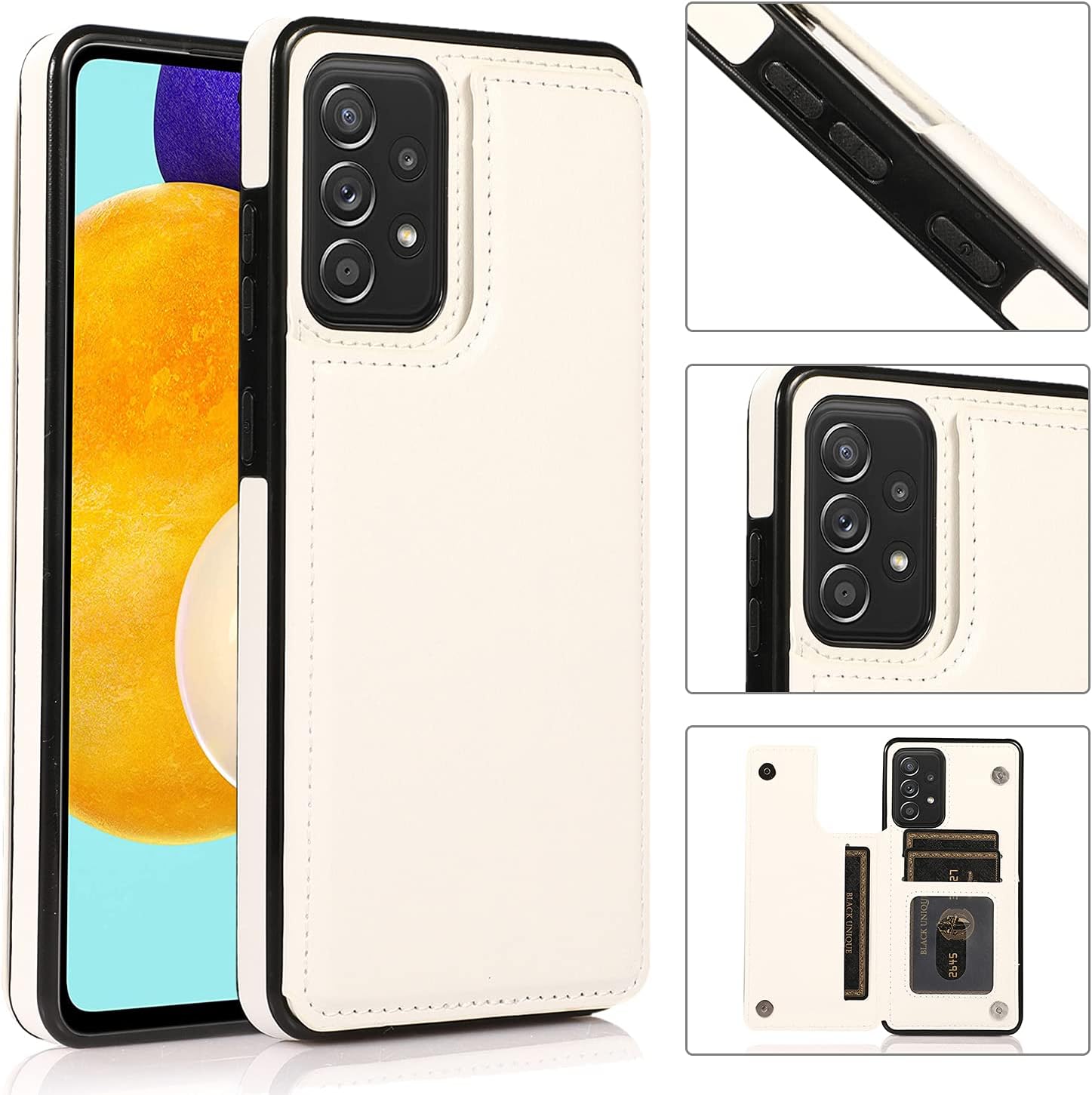 UEEBAI Funda para Samsung Galaxy A53 5G, funda de cuero PU de lujo con dos cierres magnéticos ranuras para tarjetas Función de atril Durable A