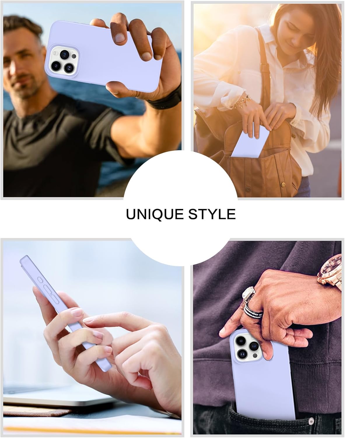 BENTOBEN Funda para iPhone 15 Pro Max, funda de silicona suave, goma de gel, forro de microfibra, parte trasera dura, a prueba de golpes, funda