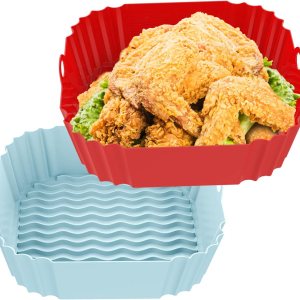 OUTXE Paquete de 2 forros cuadrados de silicona para freidora de aire de 8 pulgadas para freidora de aire reutilizables de 4 a 6 cuartos de galón, OUTXE Paquete de 2 forros cuadrados de silicona para freidora de aire de 8 pulgadas para freidora de aire reutilizables de 4 a 6 cuartos de galón,