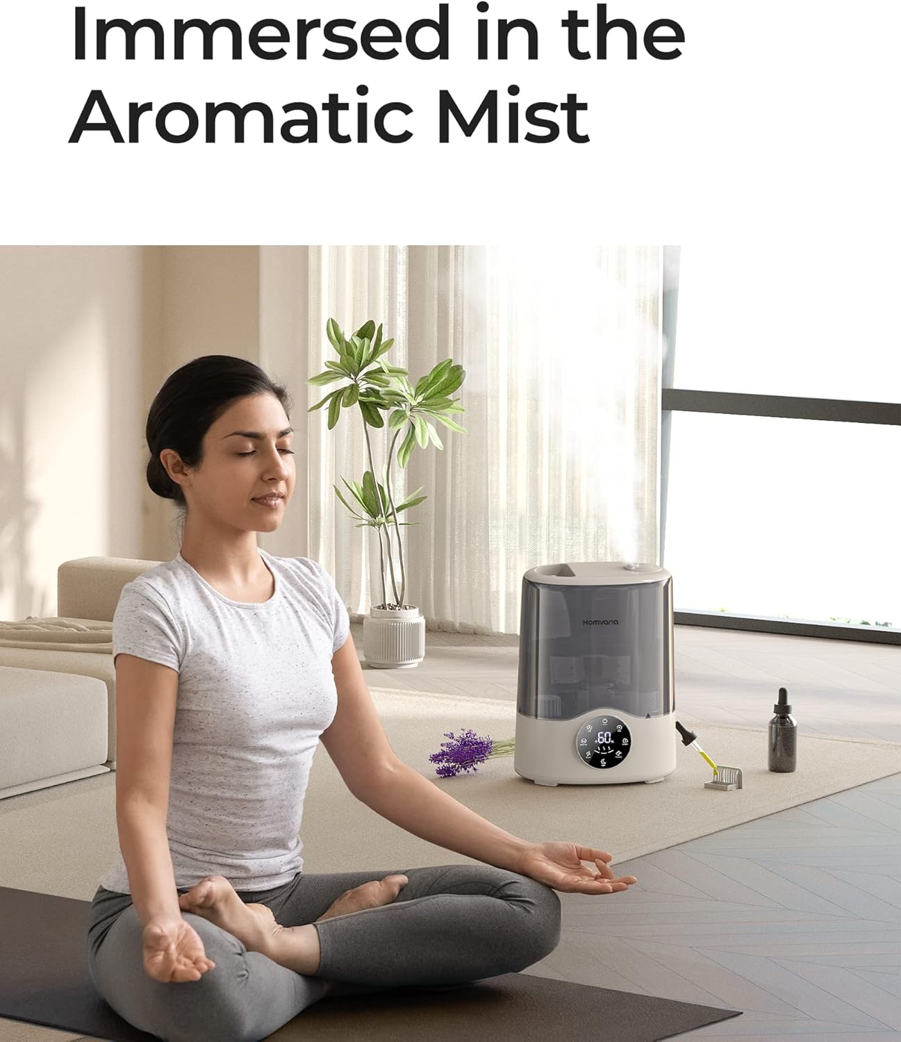 Homvana Humidificador inteligente para dormitorio, habitación grande, hogar, 7L cálido y fresco, niebla automática de 360, ajuste automático de