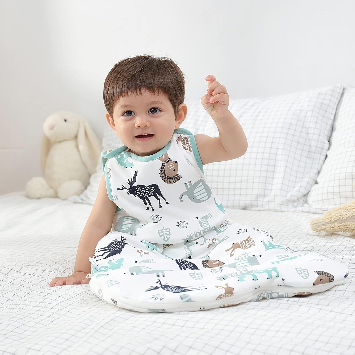 Mosebears Saco de dormir para bebé con cremallera de 2 direcciones, saco de dormir de algodón de 2.5 tog unisex (ciervos, 18-24 meses)