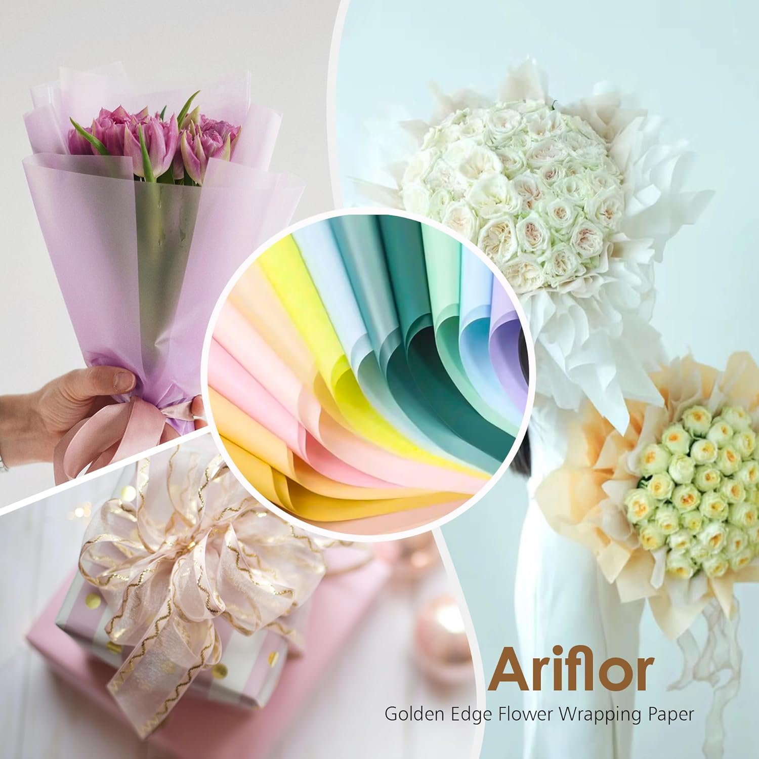 ARIFLOR 20 hojas de papel básico impermeable para ramo de flores, papel de regalo de Navidad 30185, embalaje de regalo de Navidad, embalaje de