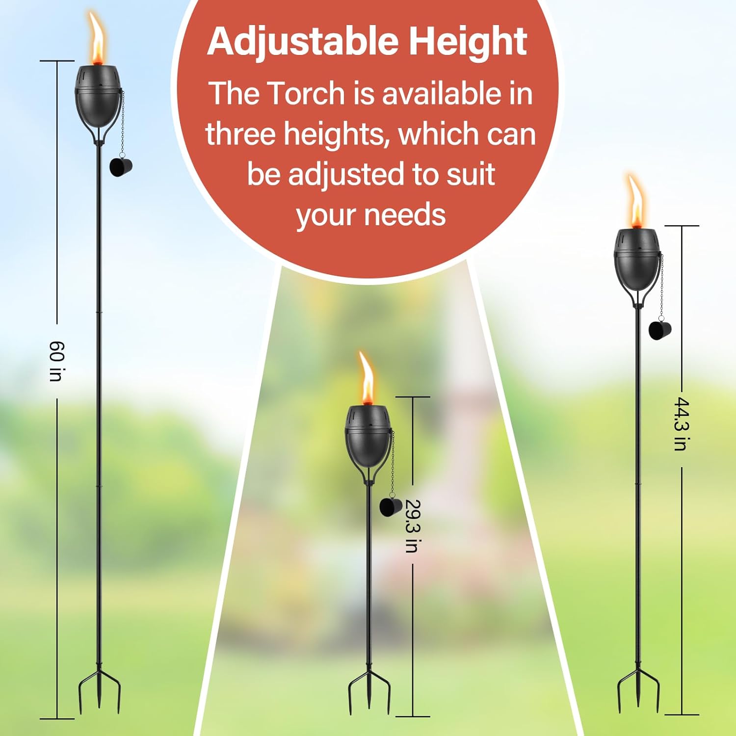 Home Garden – Juego de 4 antorchas de metal de 14 onzas para exteriores, decoración de jardín, antorchas de citronela mejoradas de 58 pulgadas con