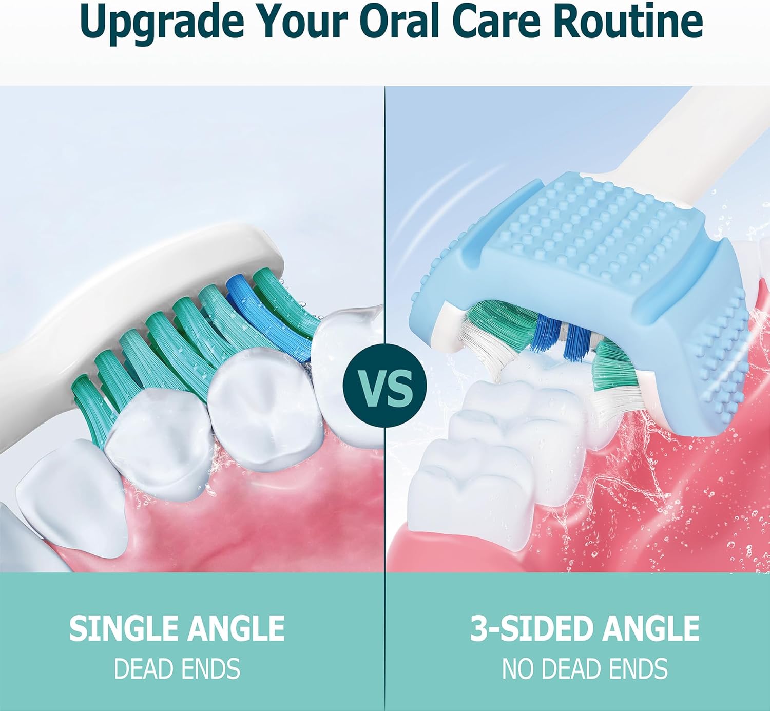 Cabezales de cepillo de dientes de tres caras con cepillo de lengua compatible con cabezal de cepillo de repuesto Philips Sonicare, cabezal de