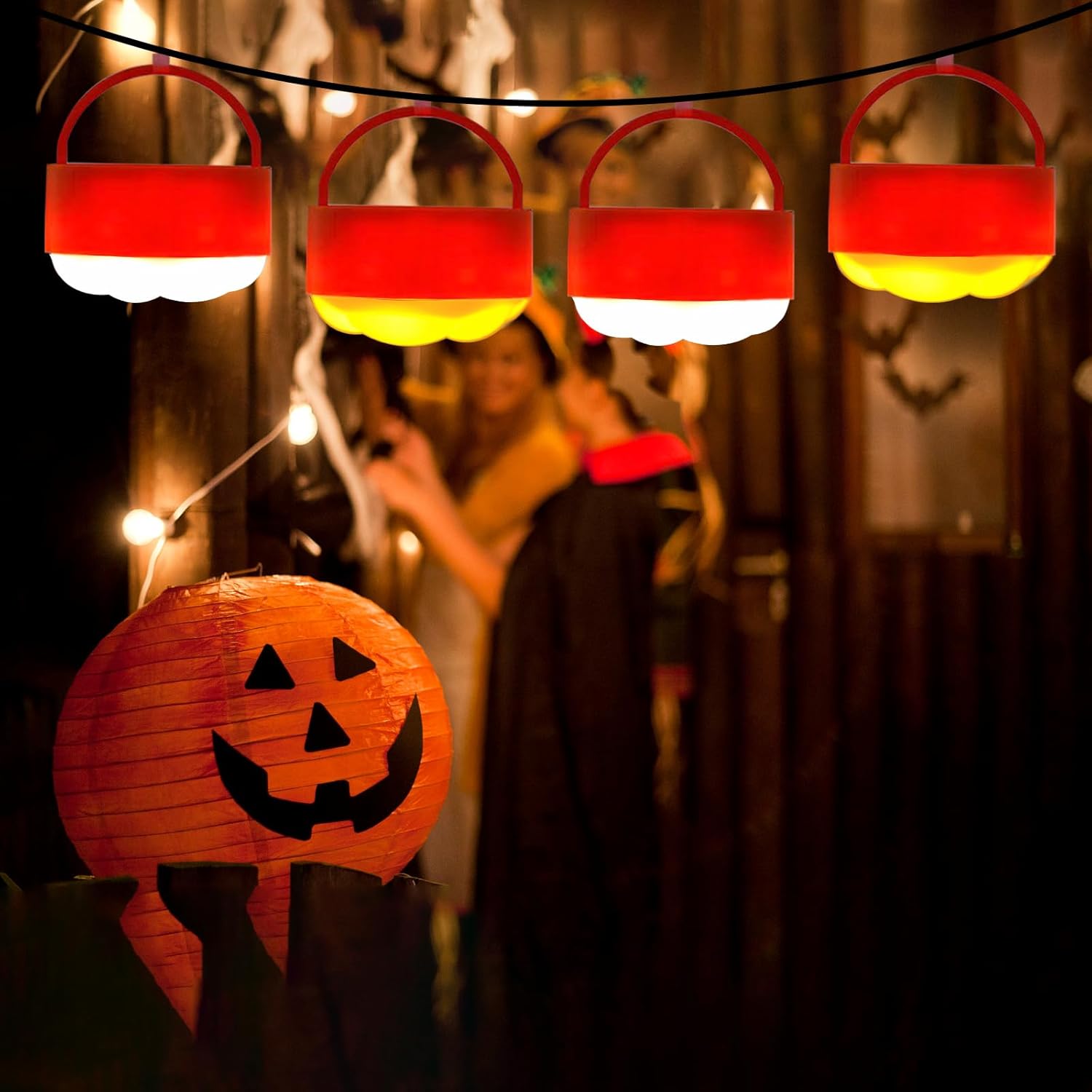 Luces de calabaza de Halloween, paquete de 4 luces LED de calabaza con control remoto y temporizador, funciona con pilas, luz de linterna para