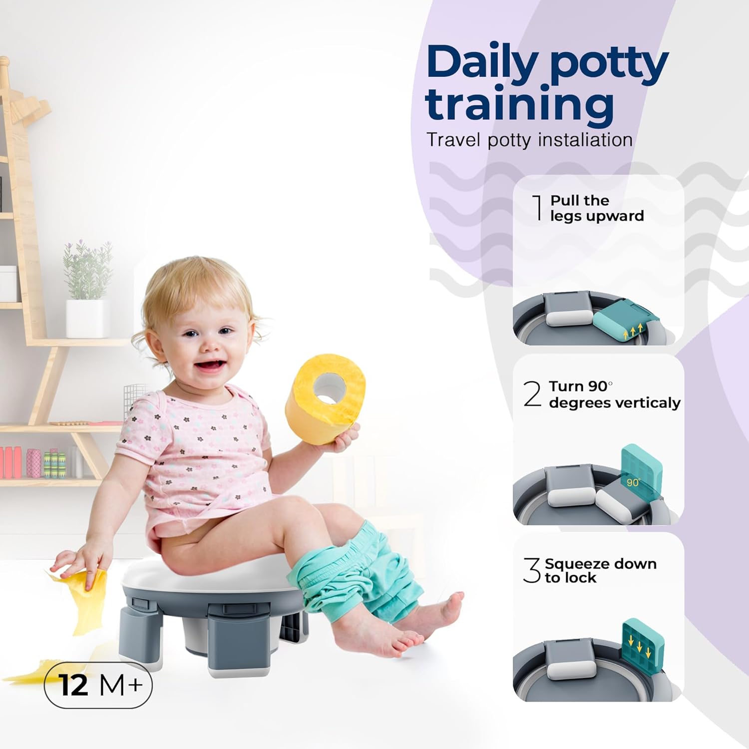Orinal portátil 3 en 1 para viajes de niños pequeños + REGALO- Inodoro de entrenamiento para ir al baño – Asiento de orinal de viaje para niños