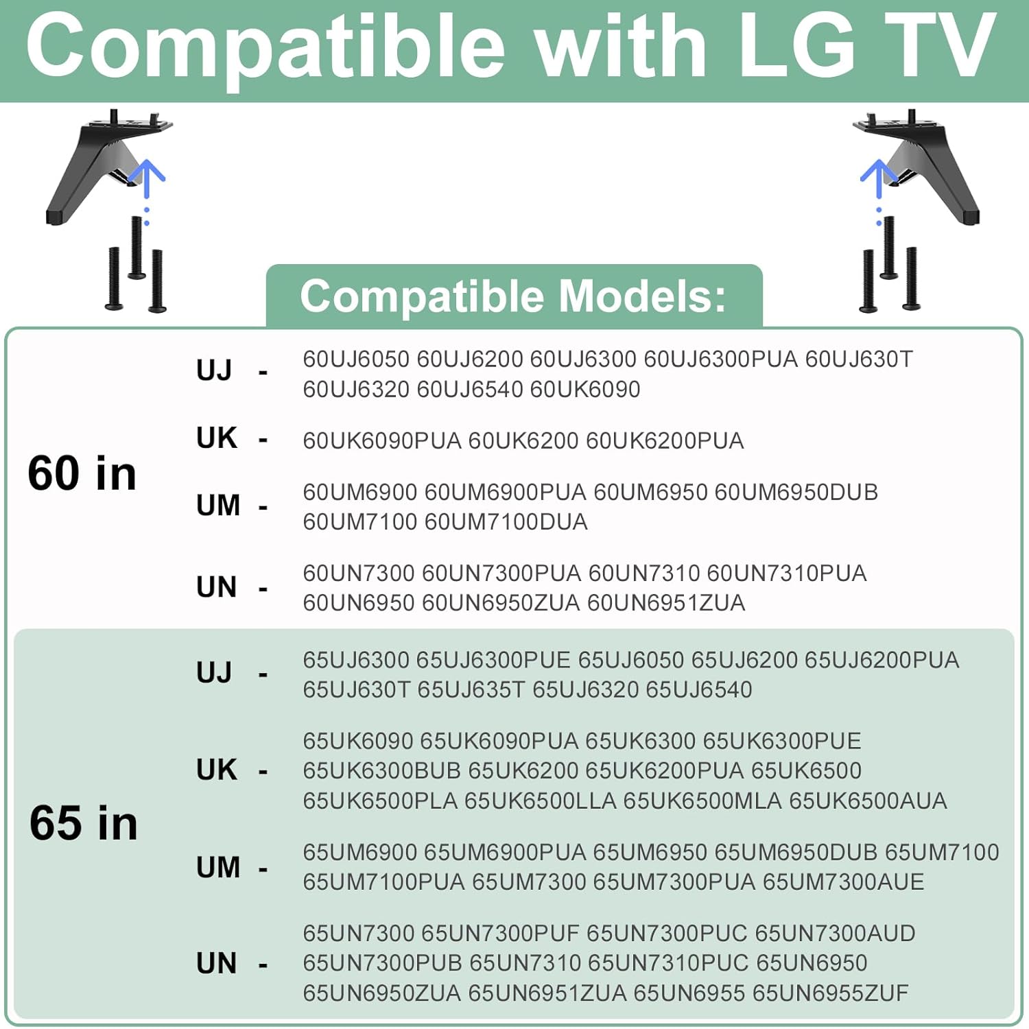 Kit de tornillos para tornillos de soporte de TV LG, para tornillos de patas de TV LG, 60UJ6050 60UJ6540 60UK6090 60UM6900 60UN7300 65UJ6300