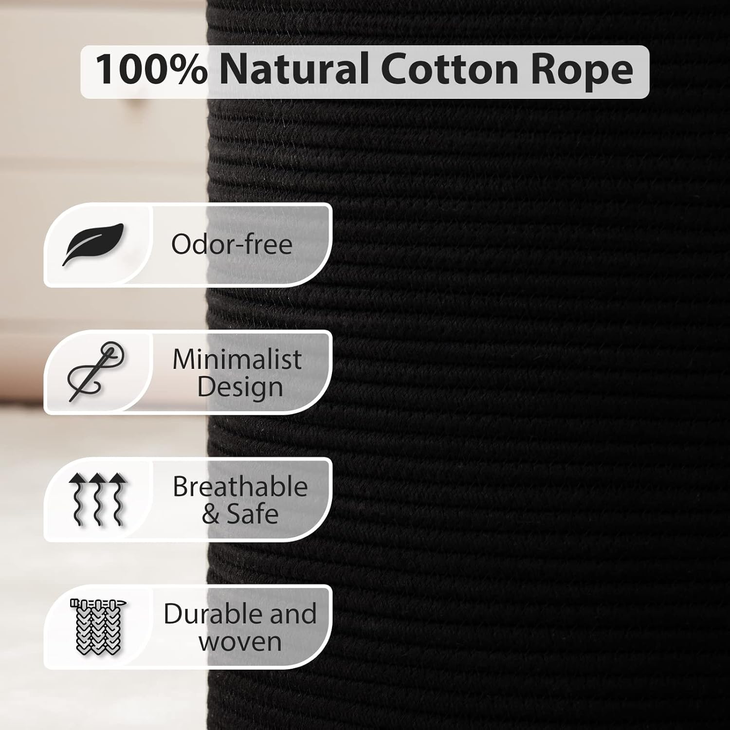 Fiona’s magic – Cesta de almacenamiento de cuerda de algodón de 72 litros, cesta de almacenamiento de cuerda de algodón, cesta de yute para mantas,