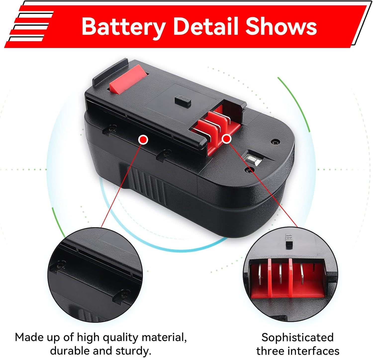 Paquete de 2 baterías de repuesto HPB18 de 4.0Ah 18V para Black and Decker 18V Batería HPB18-OPE compatible con herramientas inalámbricas Black and