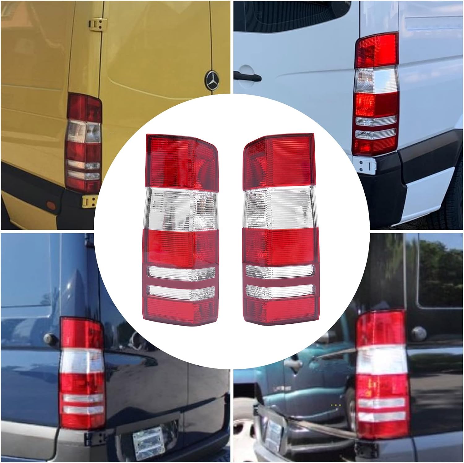 LOYALHEARTDY Para Mercedes Sprinter 250 350 2007-2017 Conjunto de luces traseras halógenas, luz trasera izquierda y derecha del lado del pasajero y