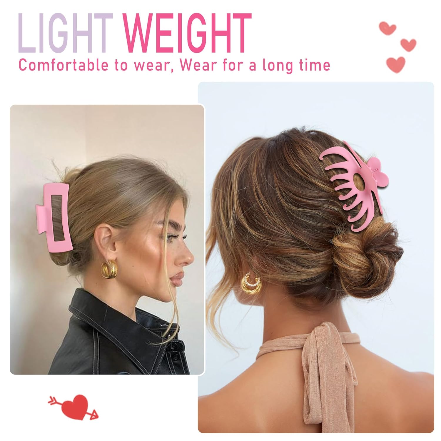 LuSeren Pinzas para el cabello para mujer, pinzas de pelo grandes de 4.3 pulgadas para mujer, cabello fino y rizado, clips de plátano mate grandes,