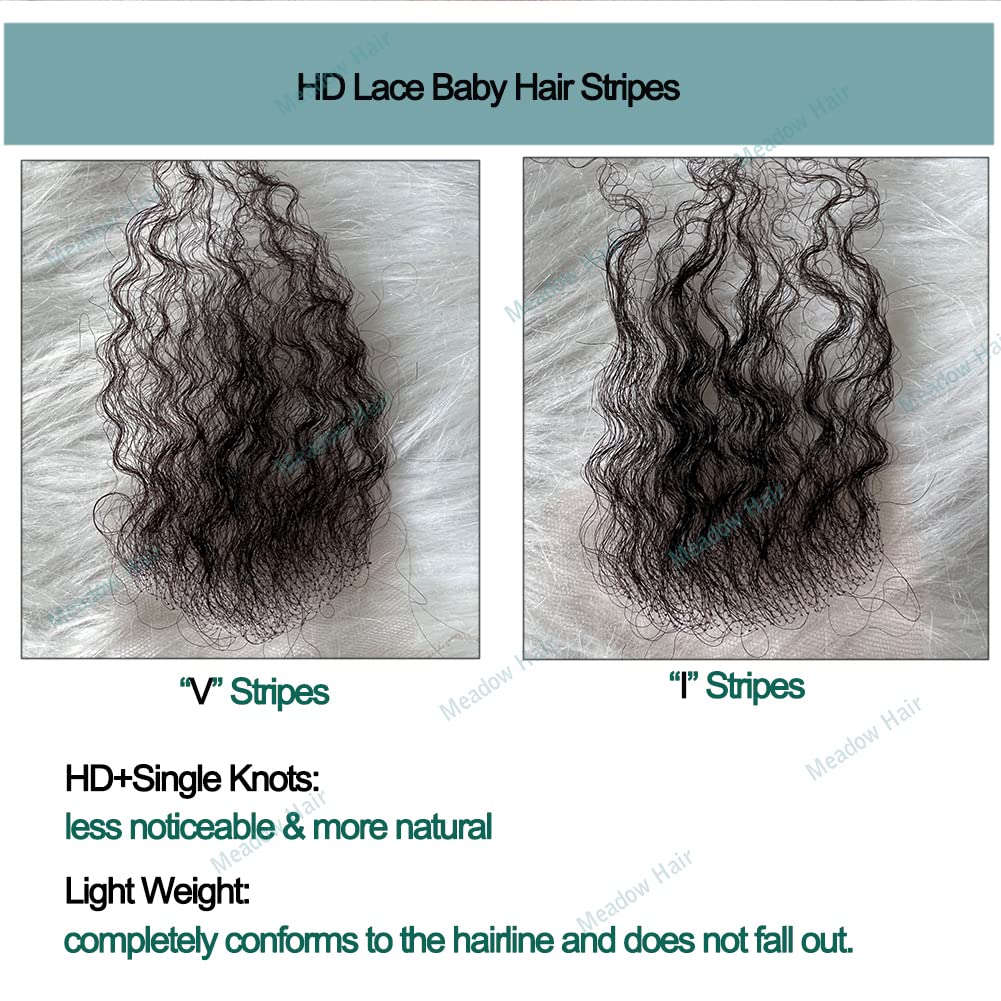 HD Swiss Lace Baby Hair Stripes Brasileño Virgen Cabello Humano Rizado Baby Hair Piezas para Bordes Solo Pelusa de Encaje Transparente Tiras de
