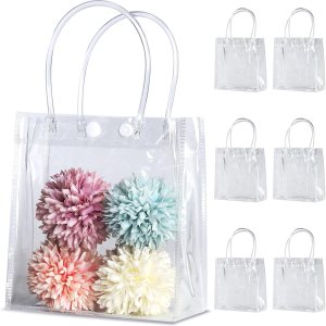 25 bolsas de regalo transparentes con asa, bolsa de plástico reutilizable para regalo, pequeñas bolsas transparentes de PVC para regalos, compras, 25 bolsas de regalo transparentes con asa, bolsa de plástico reutilizable para regalo, pequeñas bolsas transparentes de PVC para regalos, compras,