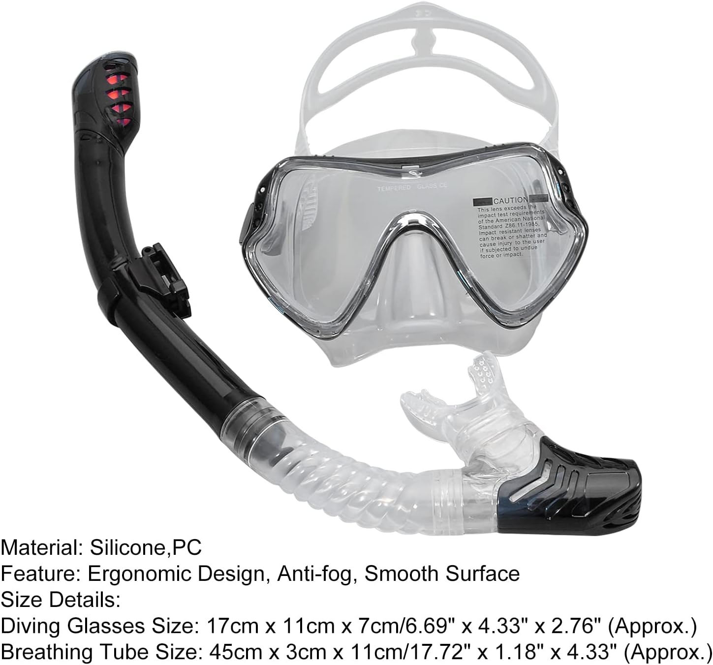 Diving Glasses, Professional Silicone Breath Separation Diving Goggles, Clear Wide Vision, Professional Swim Goggles for Adults, Men, Women and Kids