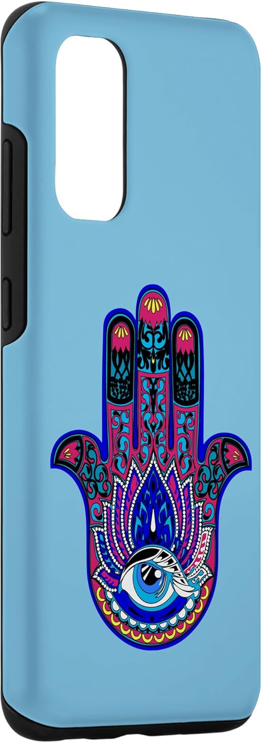 Galaxy S20 – Funda gráfica con símbolo de Hamsa de mal de ojo azul