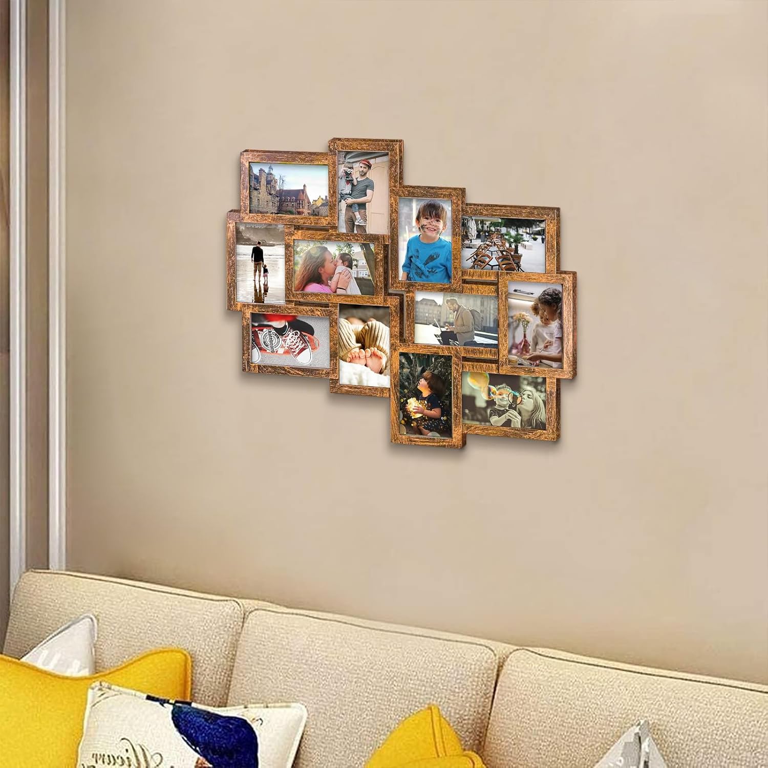 Marcos de fotos collage de 12 aperturas de Reunion Friends Family Memory Photo Frames Collage para decoración de pared, marco de fotos, selfie,
