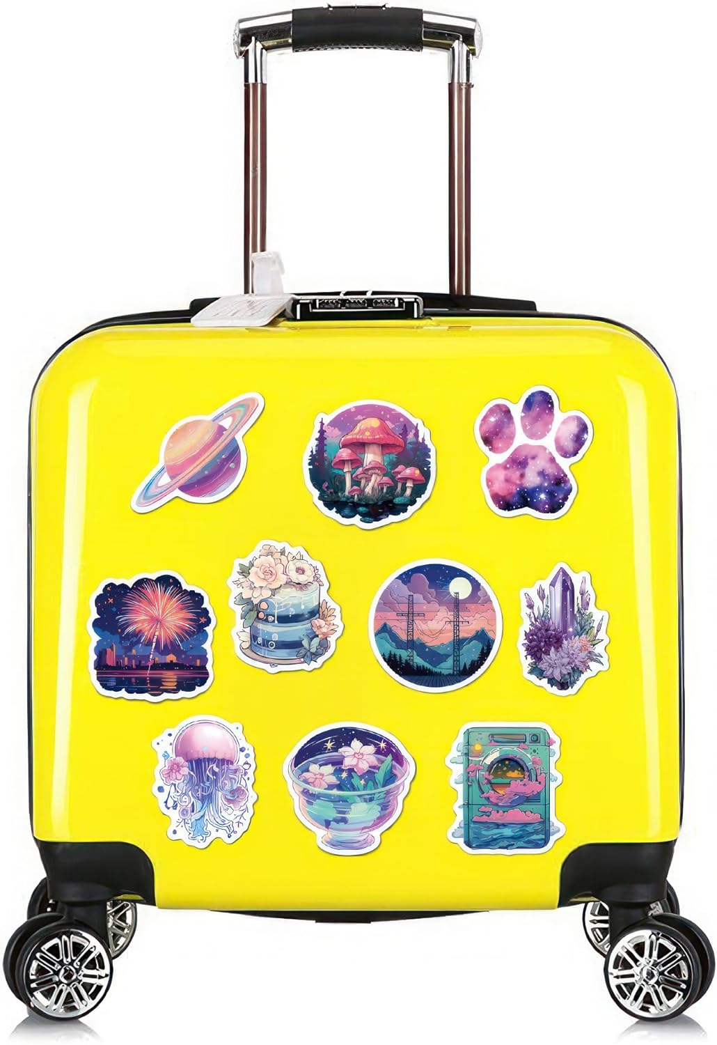 50 calcomanías de fantasía mágica de medianoche Kawaii para botellas de agua para niños, adolescentes, niñas, calcomanías moradas, calcomanías
