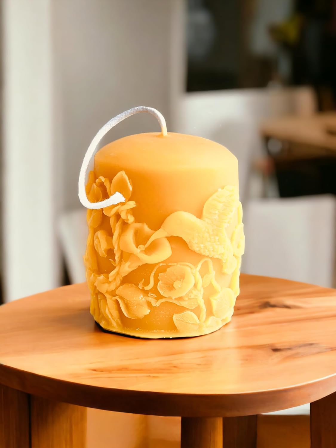Hummimgbird Beeswax Pillar Candle  Handmade Candle  Nature Theme  Flowers  Sping Decor  Gift For Her  Mom Gift  Bird Candle  Candle Gift  Wild