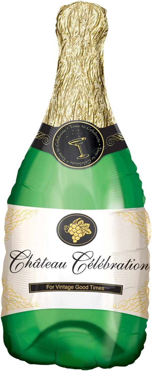 Anagram – Globo de fiesta de celebración de aluminio de 36 pulgadas con botella de champán verde