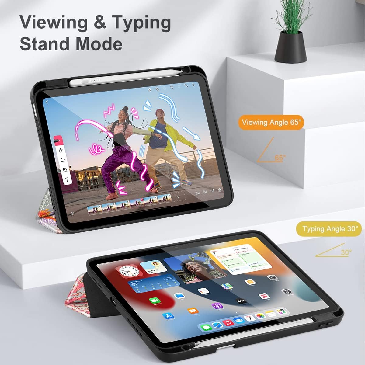 Tuiklol Funda para iPad Pro de 11 pulgadas M2 2022 Generación 4 – Soporte para lápiz integrado a prueba de golpes, carcasa trasera transparente