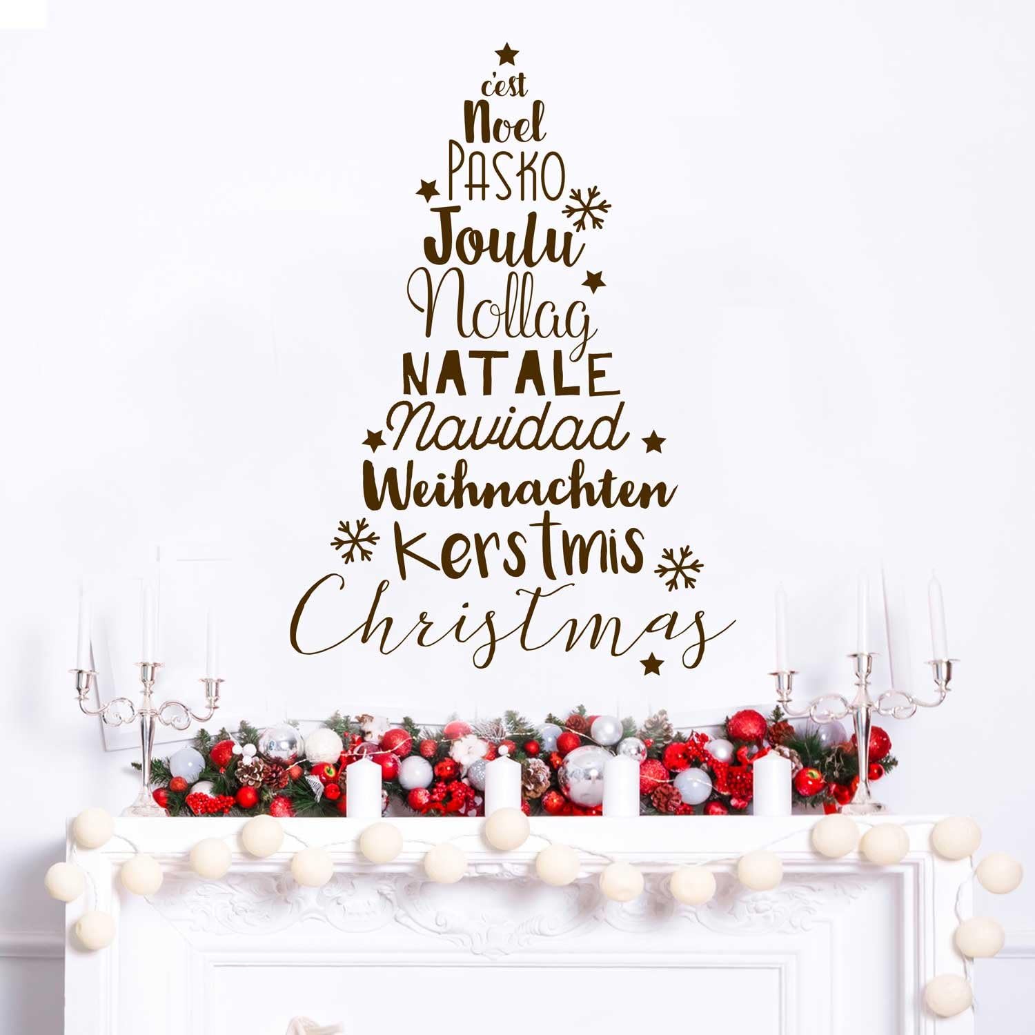 C’est Noel Gold Kiss Cut – Calcomanía de pared (marrón)