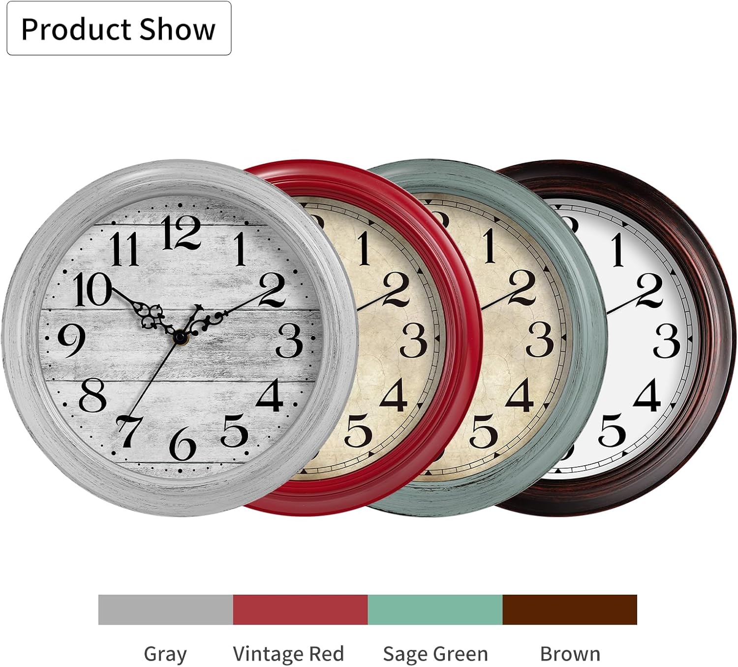 HYLANDA Reloj de pared de 12 pulgadas, funciona con pilas, reloj de bronce para cocina, silencioso, sin tictac, color marrón, para sala de estar,