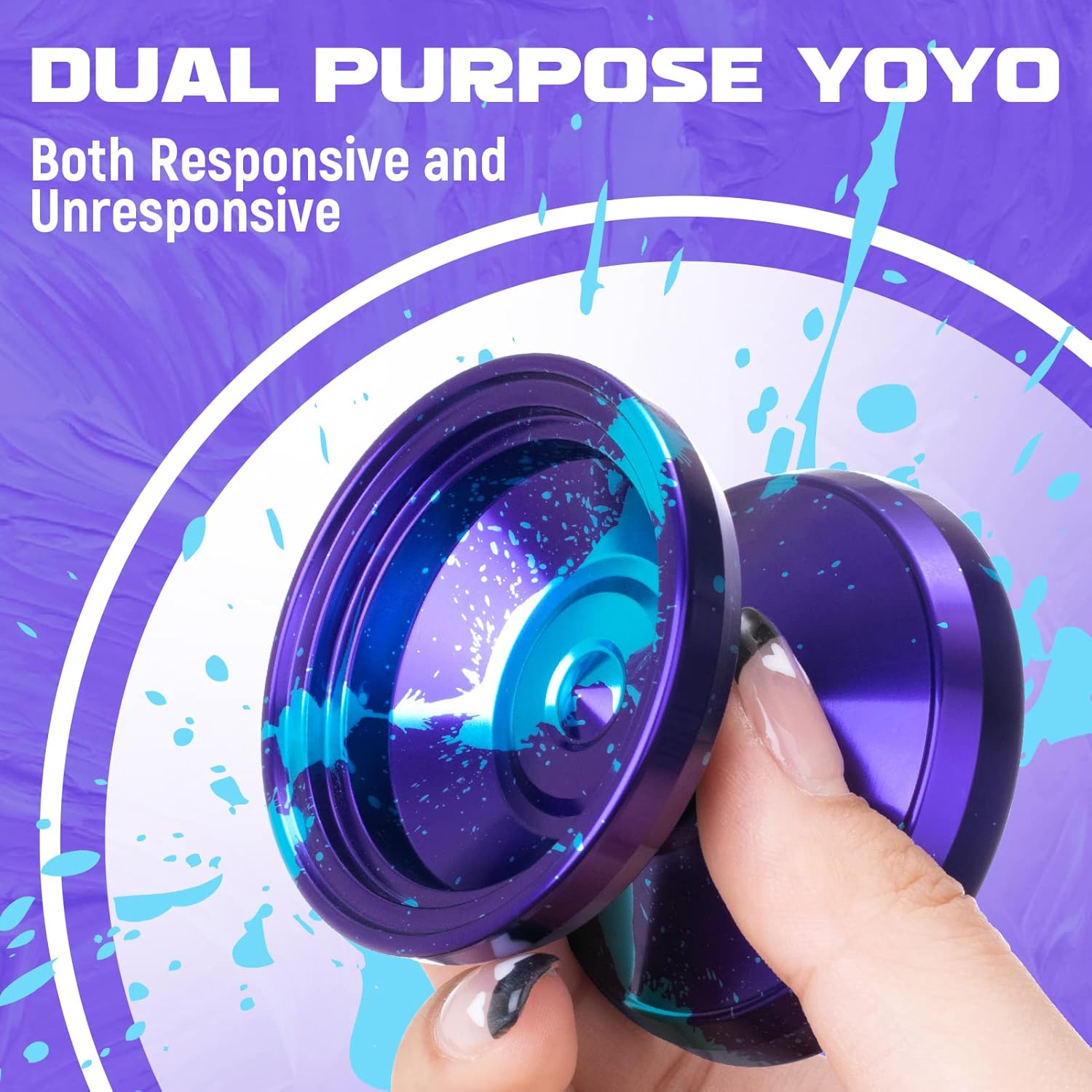 Responsive Yoyo para niños K2 Crystal Purple, Yoyo V8 sensible profesional con cuerdas de Yoyo + bolsa Yoyo + rodamiento + herramienta de extracción