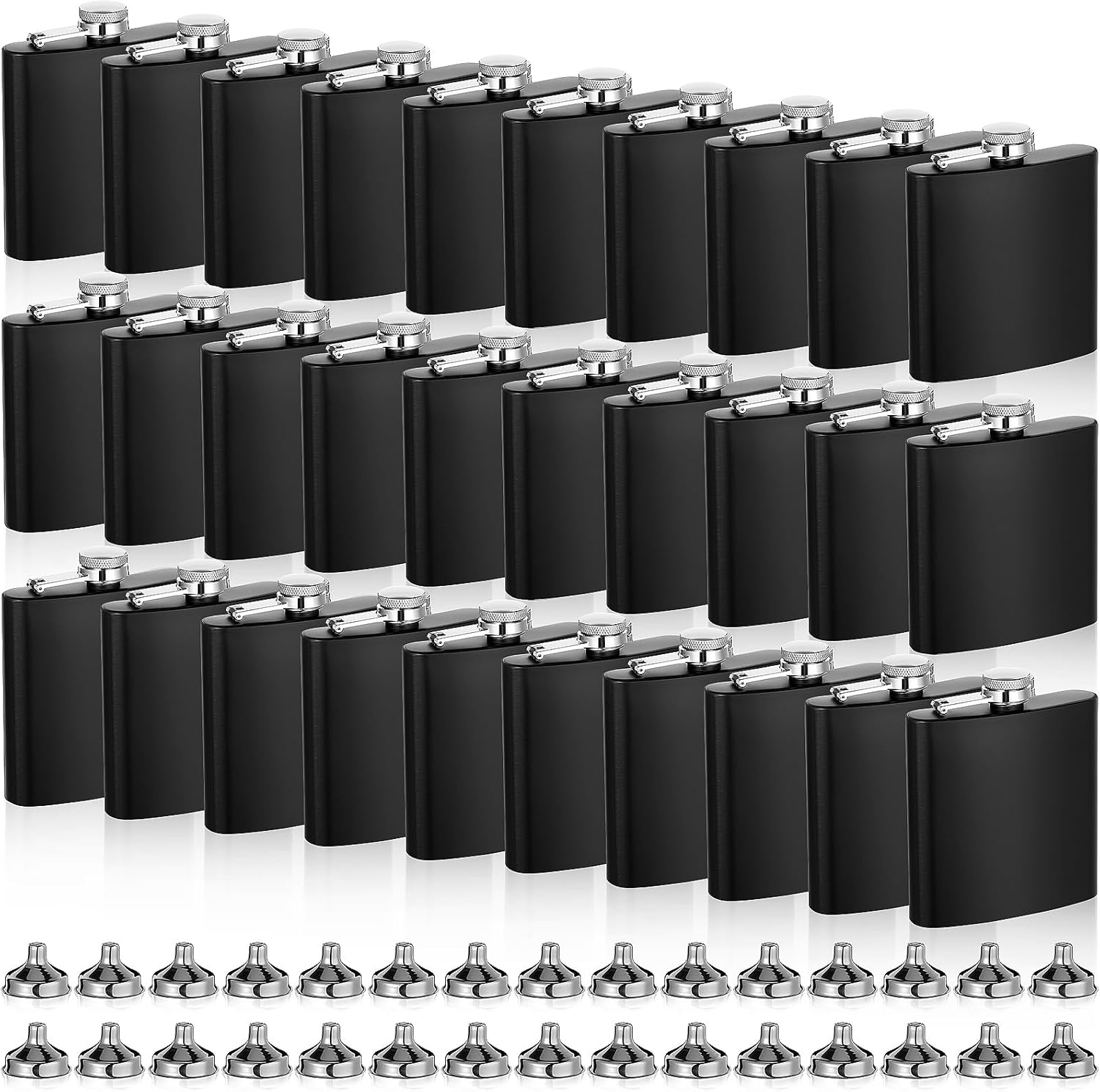 Juego de 30 frascos de cadera de acero inoxidable con embudo de metal a prueba de fugas, para whisky, para hombres y mujeres, dama de honor,