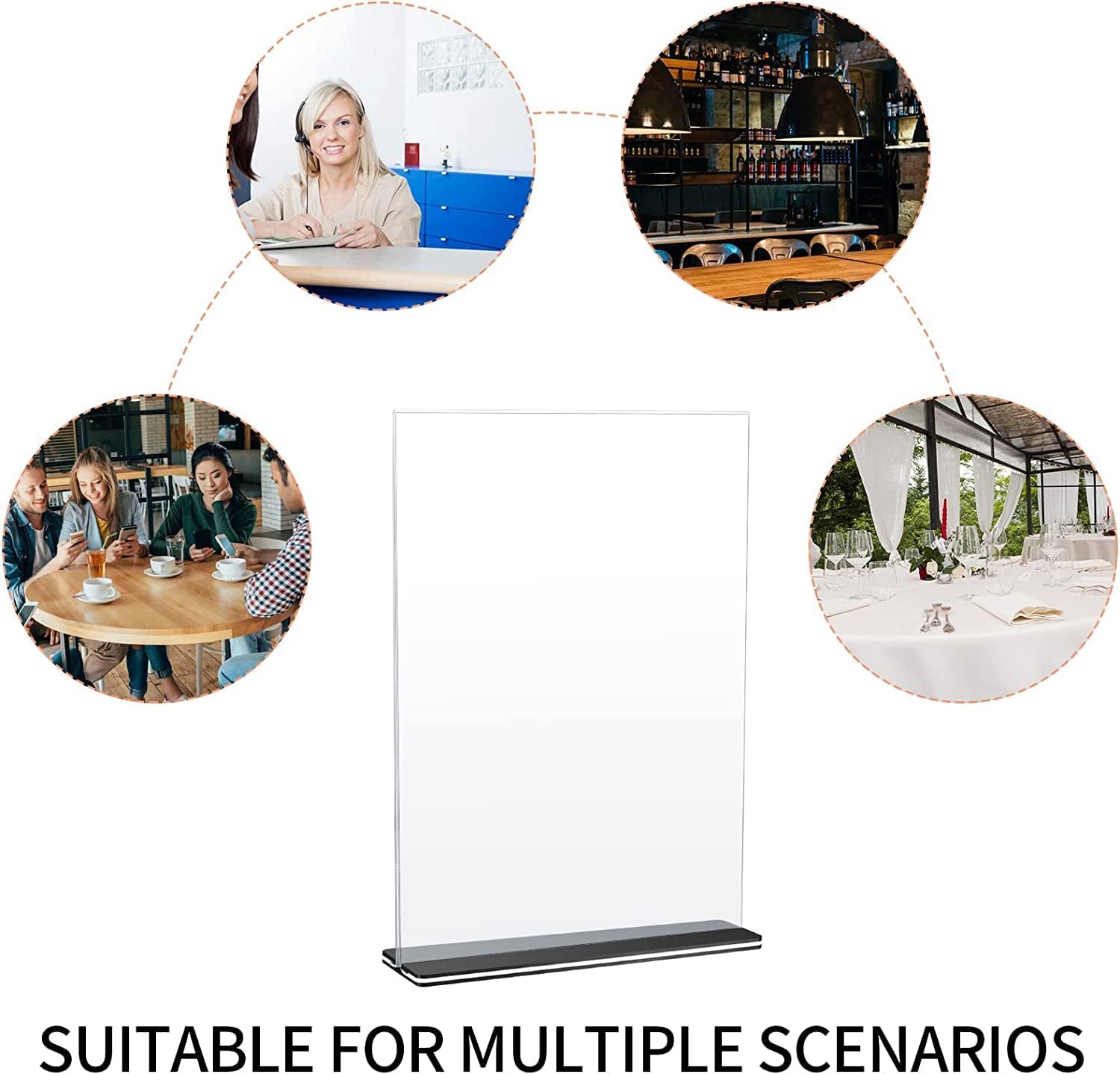 2 soportes acrílicos para letreros de tamaño A4, soportes transparentes de mesa de menú de escritorio, soportes de exhibición de letreros de mesa de