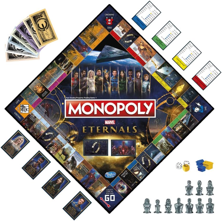 Monopoly Marvel Studios’ Eternals Edition – Juego de mesa para fanáticos de Marvel, niños a partir de 8 años