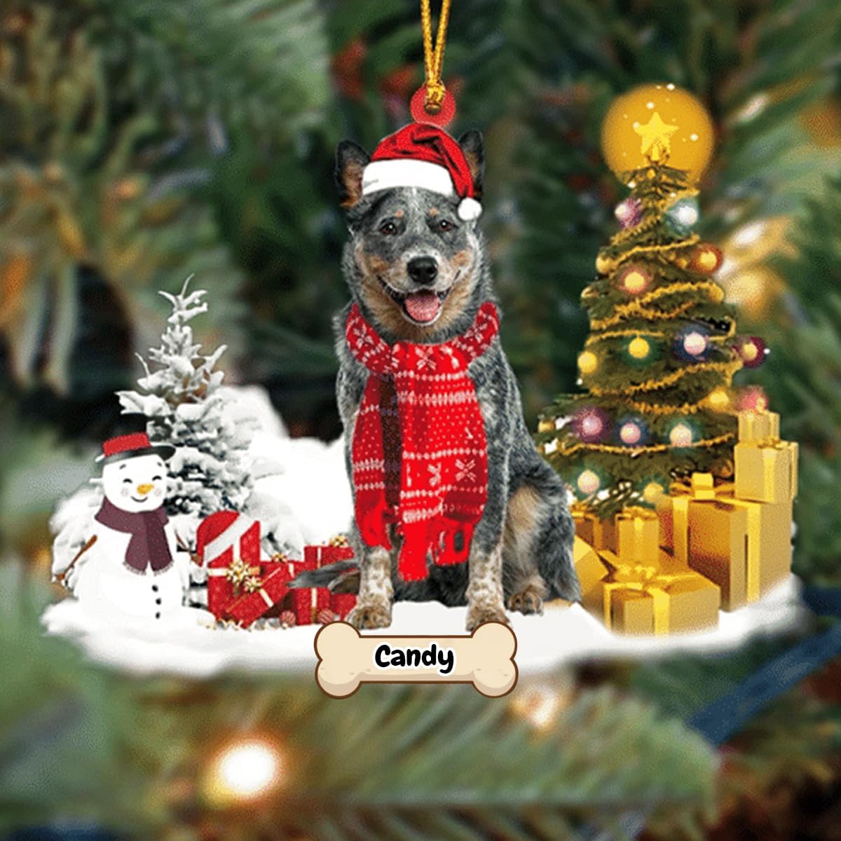 Adornos personalizados para perros de ganado australiano, personaliza el nombre de tu perro, perchas acrílicas planas impresas en 2D, regalos para