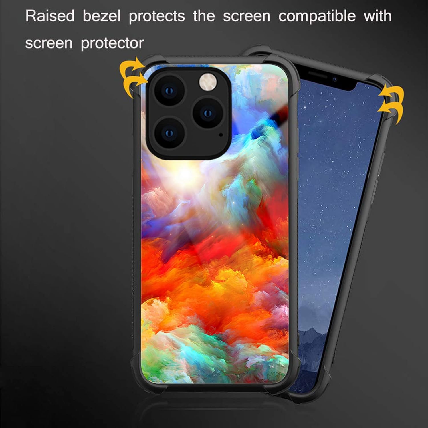 CARLOCA Funda compatible con iPhone 14, diseño gráfico de identidad colorida de nubes irreales, a prueba de golpes, antiarañazos, para iPhone 14