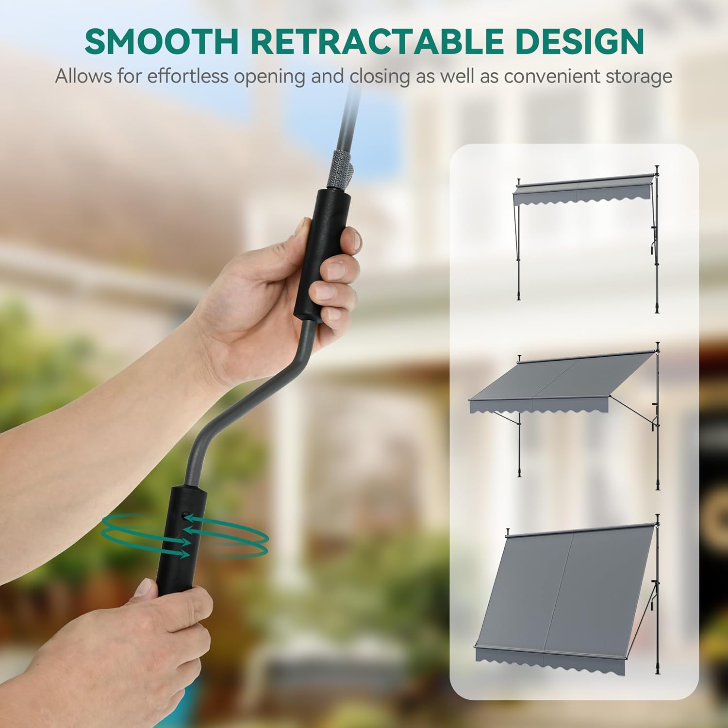 YITAHOME Toldo retráctil manual de 79 pulgadas, toldo para ventana con protección UV, toldo impermeable para patio, puertas, ventanas, cubiertas,