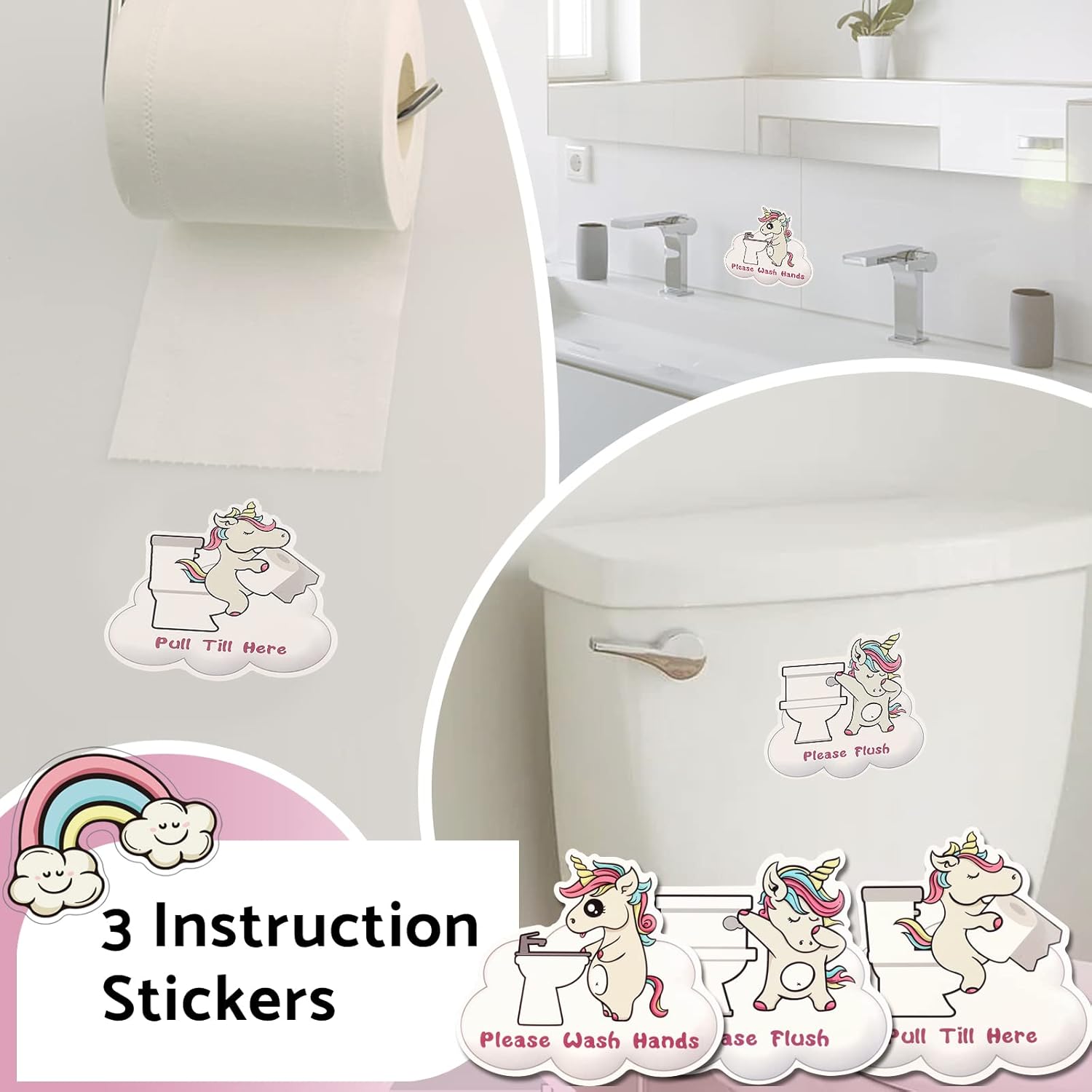 Tabla de entrenamiento para ir al baño para niñas pequeñas con 35 calcomanías magnéticas reutilizables, tabla de calcomanías de diseño de unicornio
