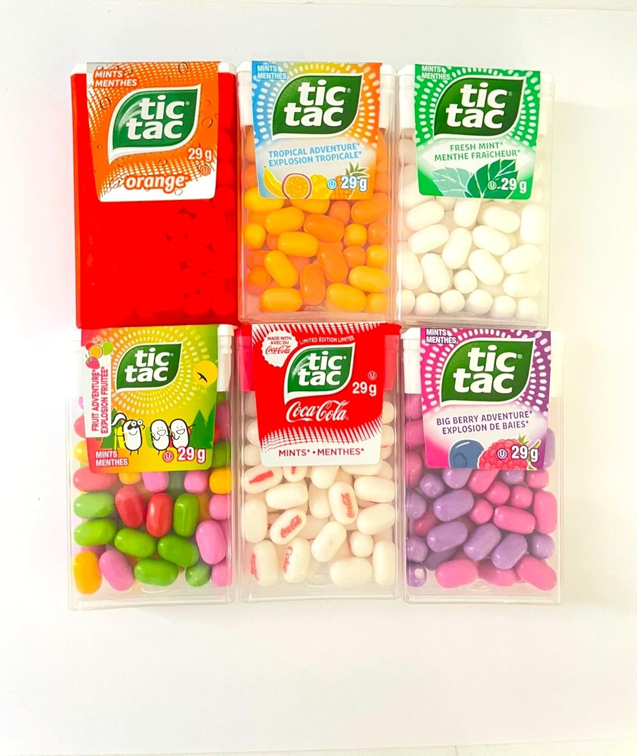 TIC TAC Variedad de 6 sabores – incluye Aventura Tropical, Fresa y Crema, Fruit Adventure, Naranja, Sprite, Mentas de Exotique Shop