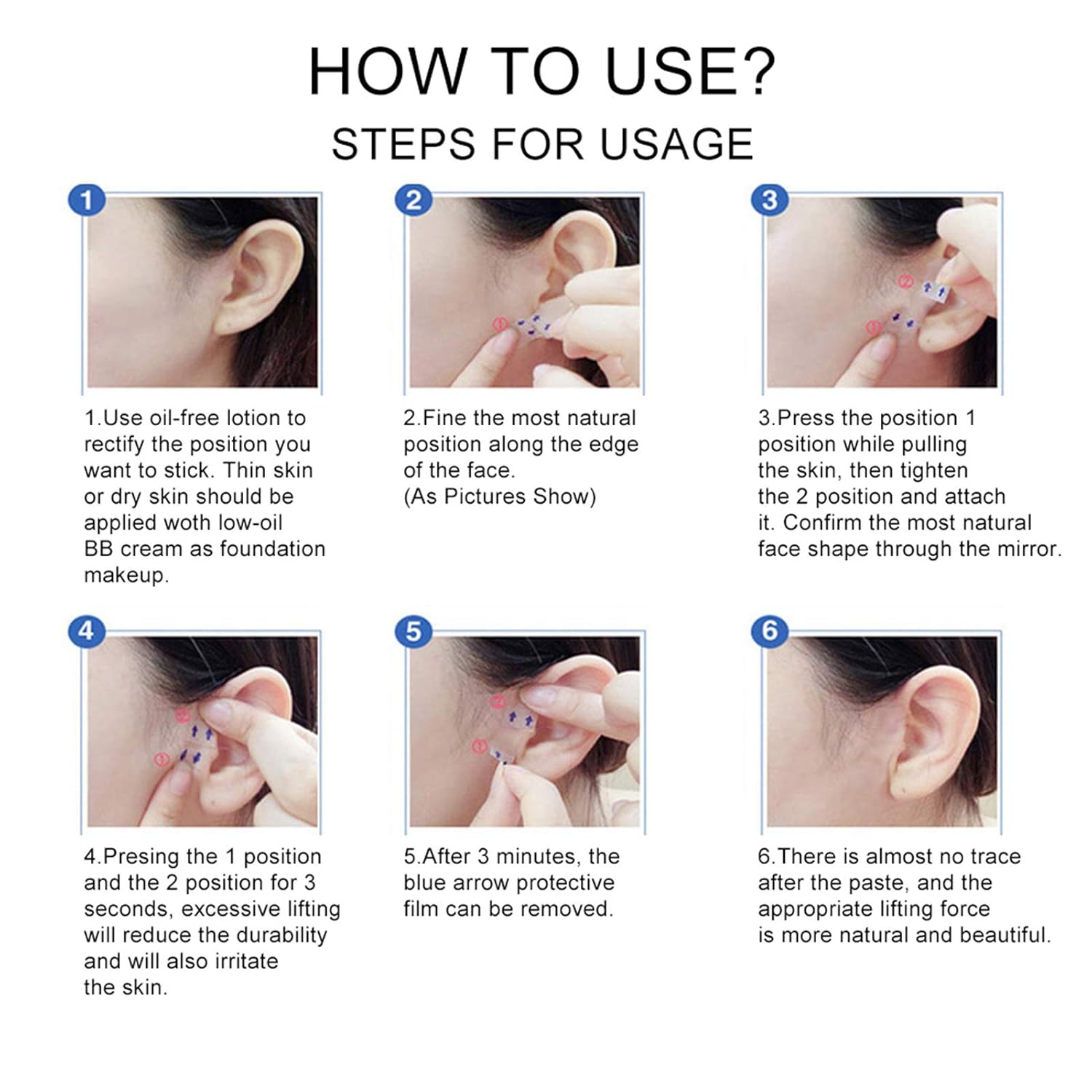 40 unidades de cinta facial invisible, cintas y bandas de estiramiento facial, cinta de elevación facial instantánea, levantamiento de cara,