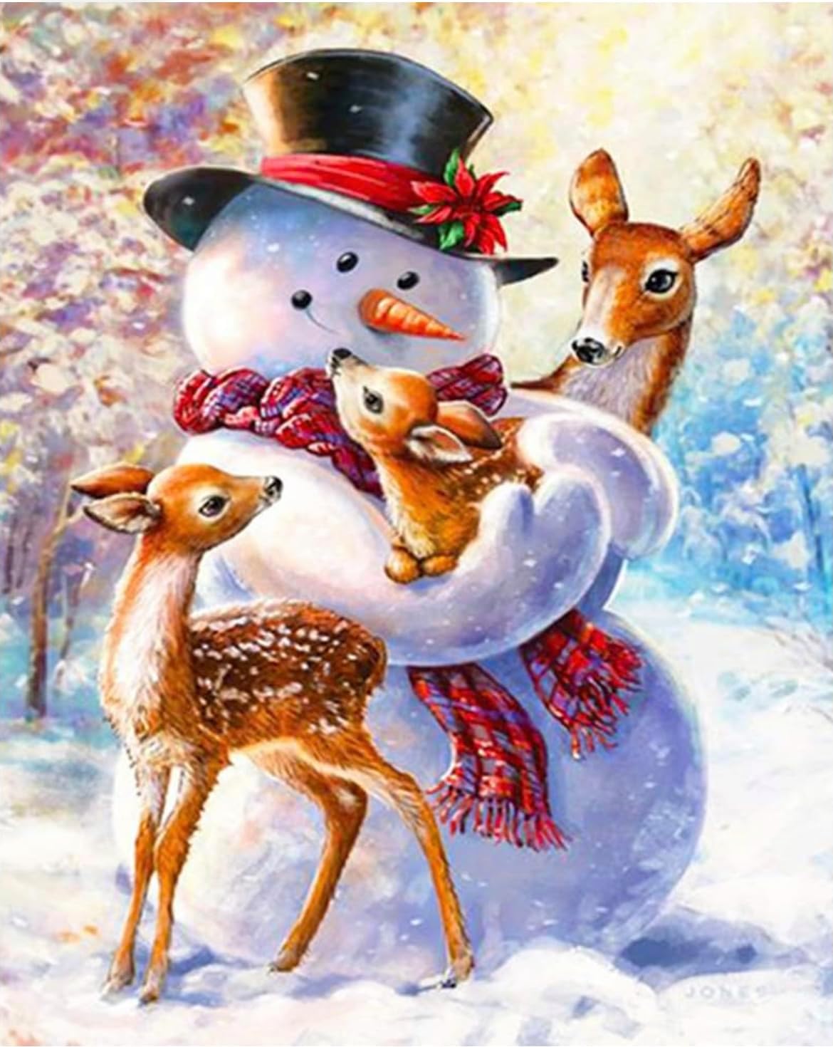 GemZono Kits de pintura de diamantes para adultos y niños, bricolaje 5D muñeco de nieve, kit de arte de diamantes para adultos con diamante redondo,